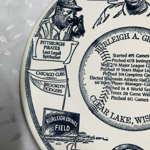 Burleigh A Grimes Pitcher Collectible Plate Clear Lake Wisconsin MLB - Picture 5 of 7